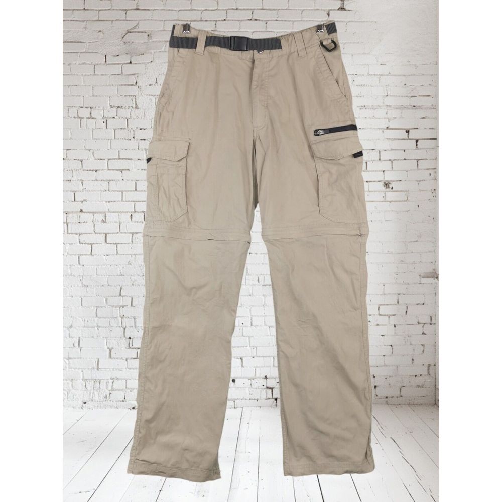 The B. C. Clothing Men's Size SX32 30x32 Cargo Beige‎ Pants Belt Buckle Pockets